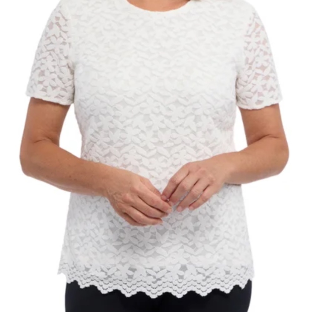 Teddi Rose White Lace Short Sleeve Top- Size XXL